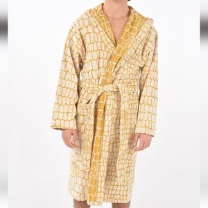 Roberto Cavalli Crocco Yellow Patterned Bathrobe NWT, XXL Unisex